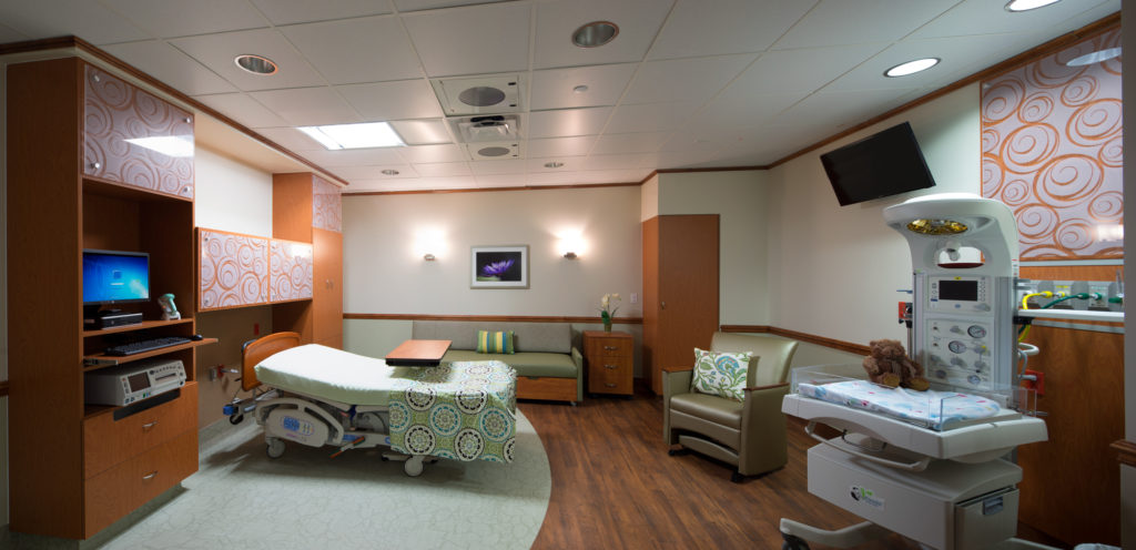 Decorative Acrylic Wall Panels in Delivery Hospital suite