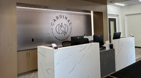 A Custom Wall Covering That Defines the Space at Cardinal Dermatology